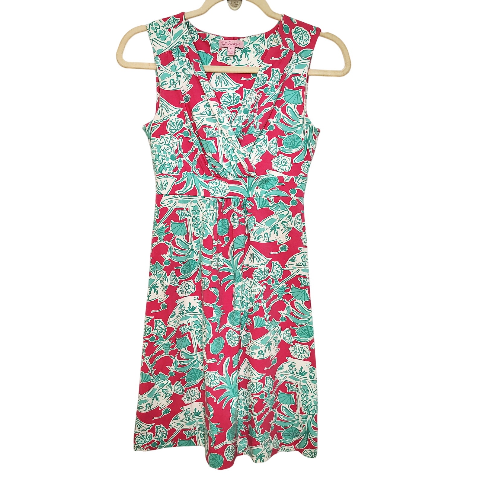 Lilly Pulitzer Womens Xs Dress Jia Scorpion Bowl Pink Blue Sleeveless Tank